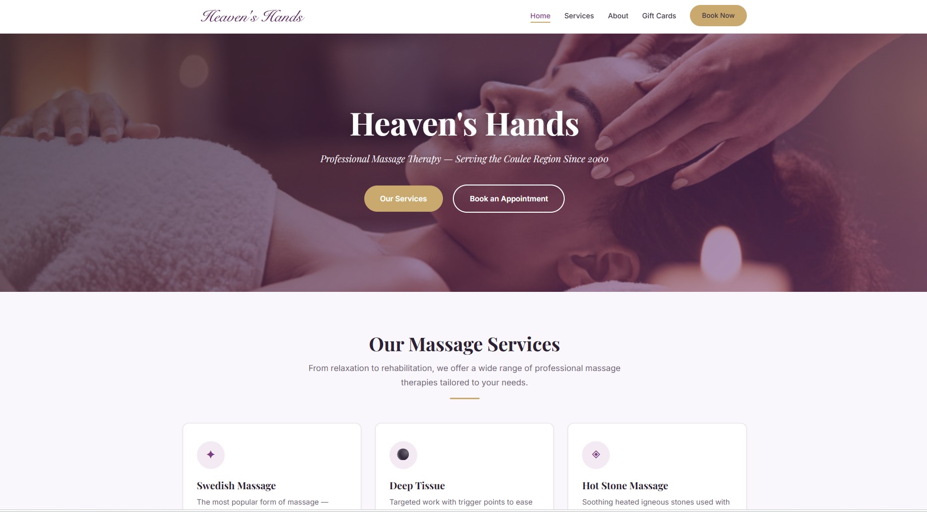 Custom HTML website example