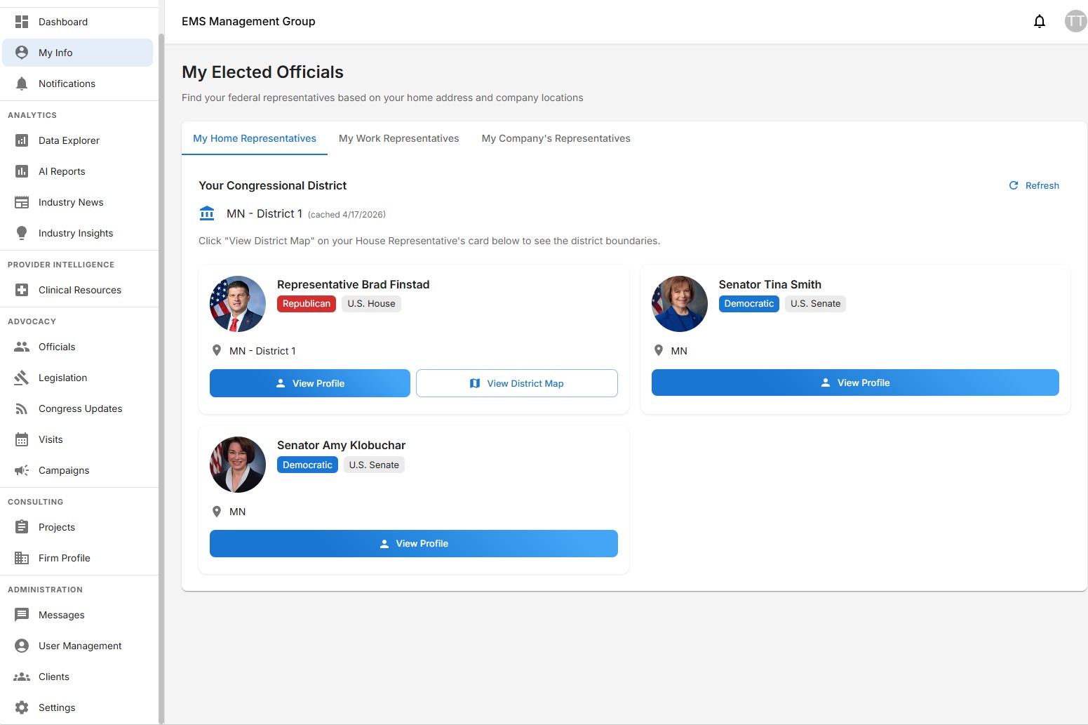 ProNexus analytics dashboard