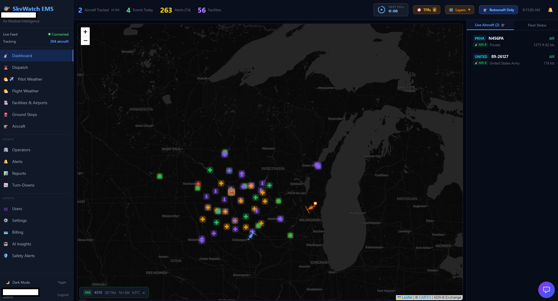 SkyWatch EMS live operations map